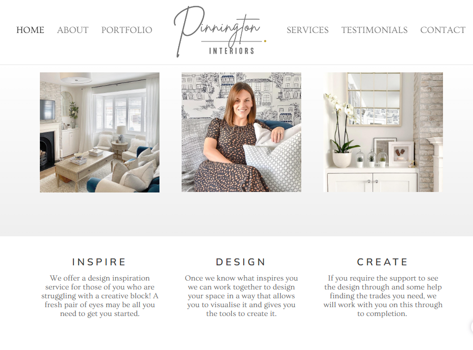 A delightful desing house built on wordpress and hosted on our own services. Pinnington Interiors. 