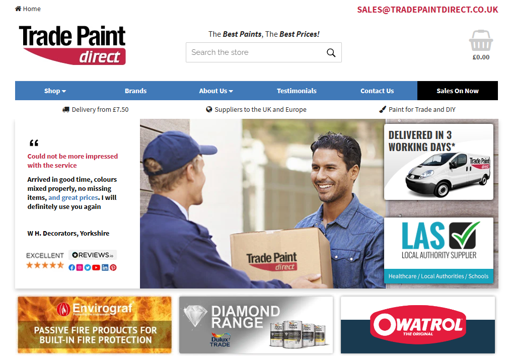 Trade Paint Direct screen grab of website